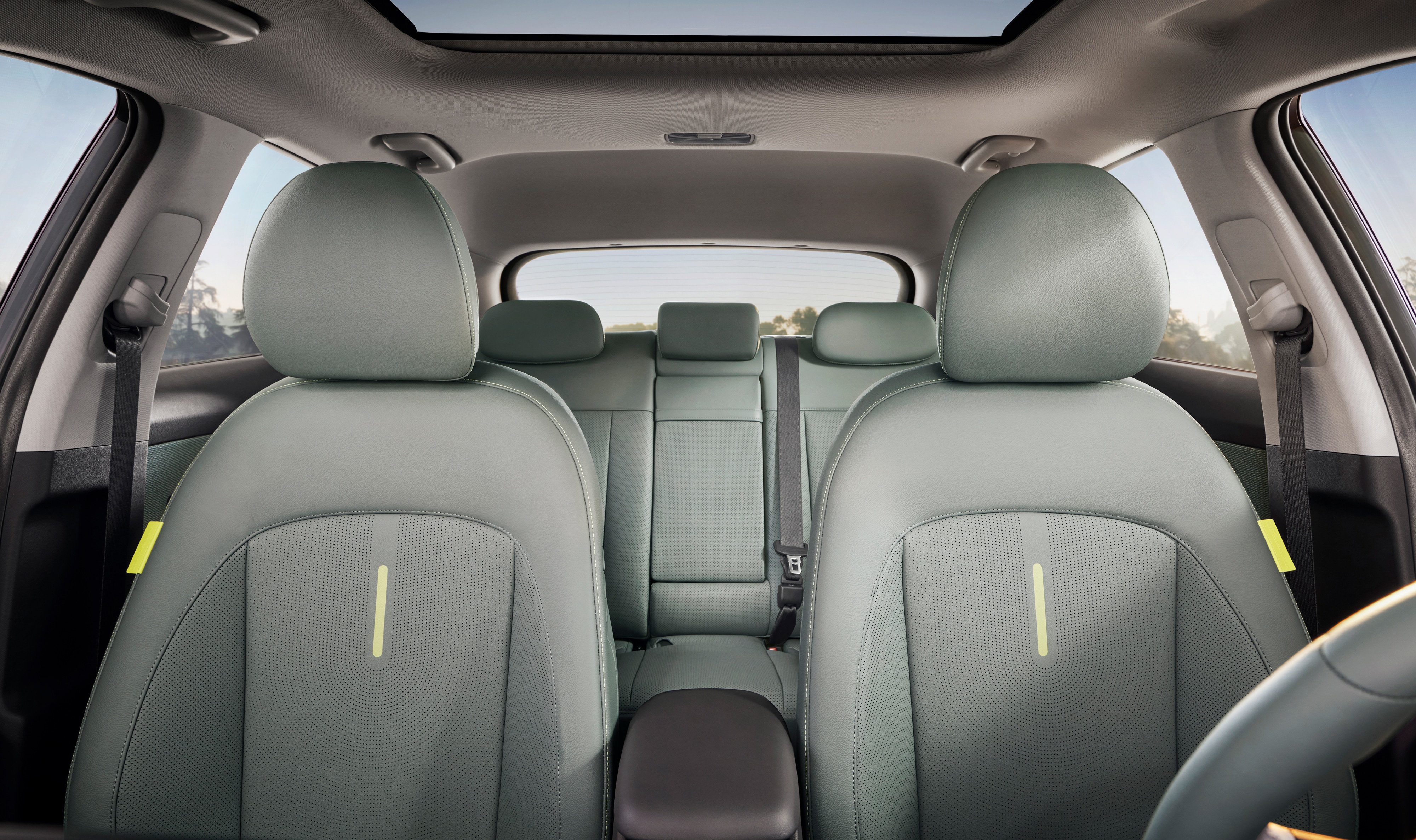 Inside view of the Hyundai KONA SUV with its heated and ventilated seats.