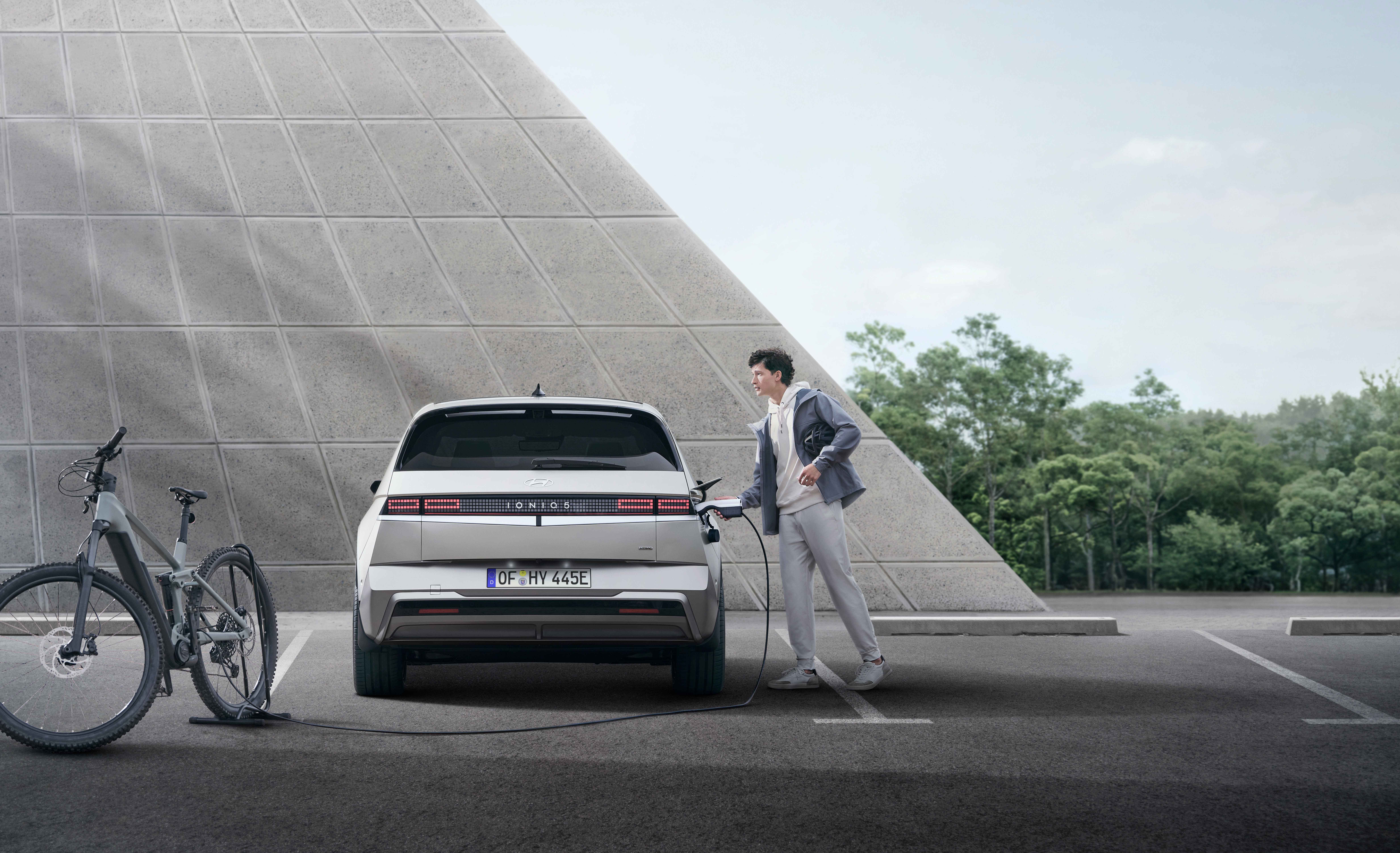 A boy charging ioniq 5.
