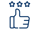 Thumbs up icon with starts