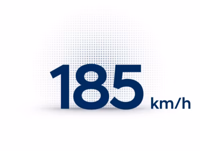 Figures describing the Hyundai IONIQ 5’s top speed of 185 kilometres per hour.