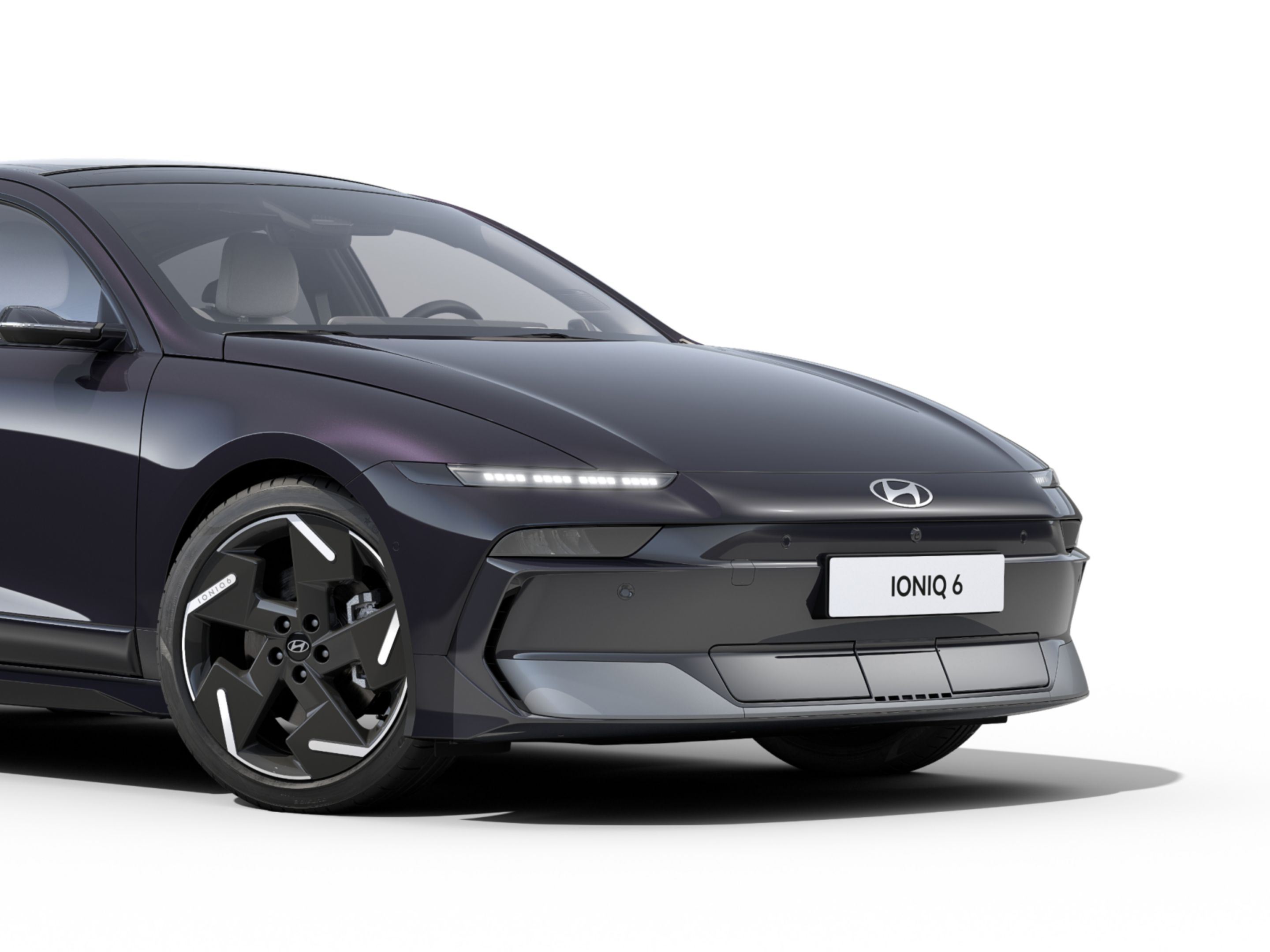 The active air flaps integrated in the front bumper of the Hyundai IONIQ 6 electric sedan.