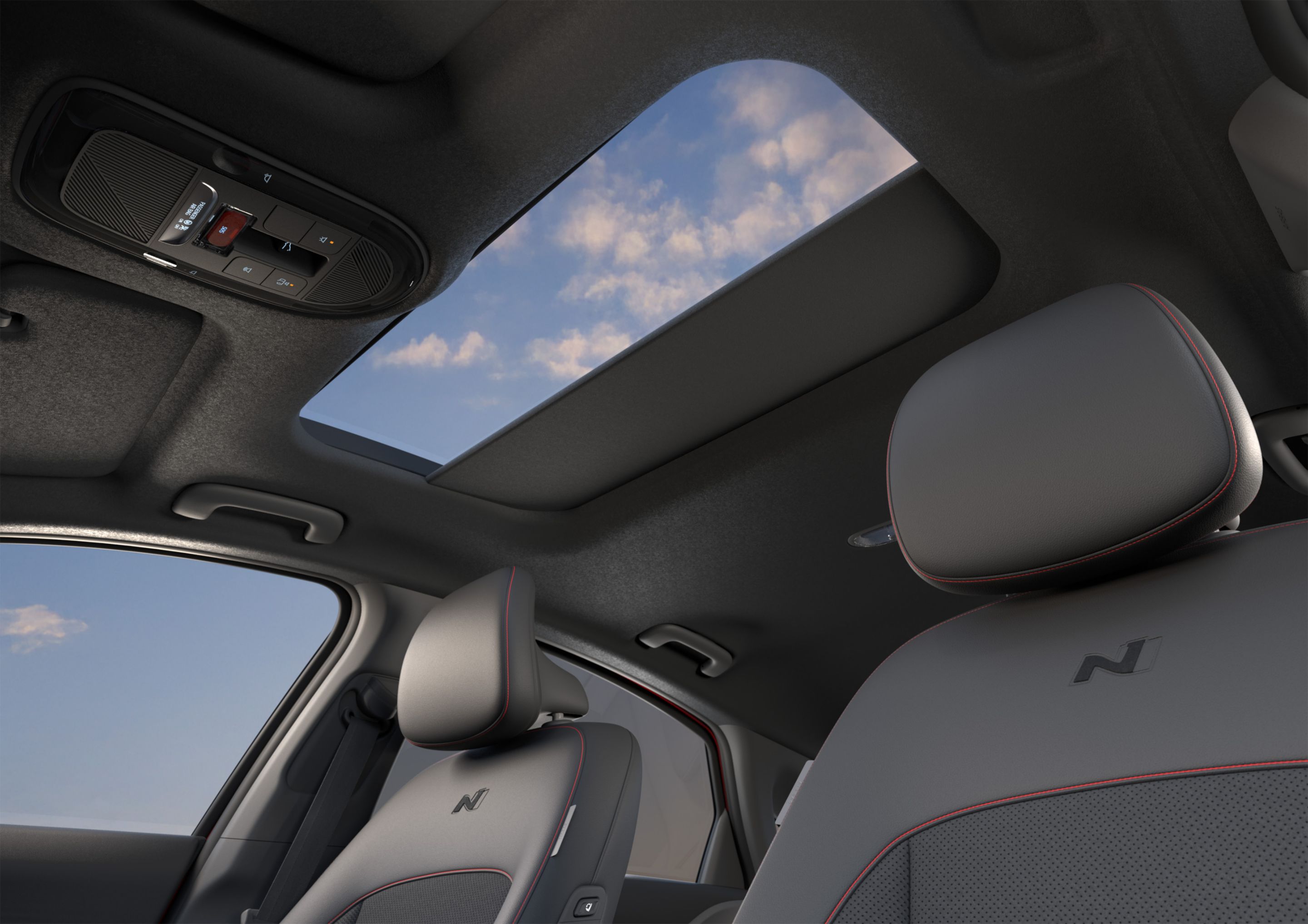Hyundai IONIQ 6 with open sunroof.