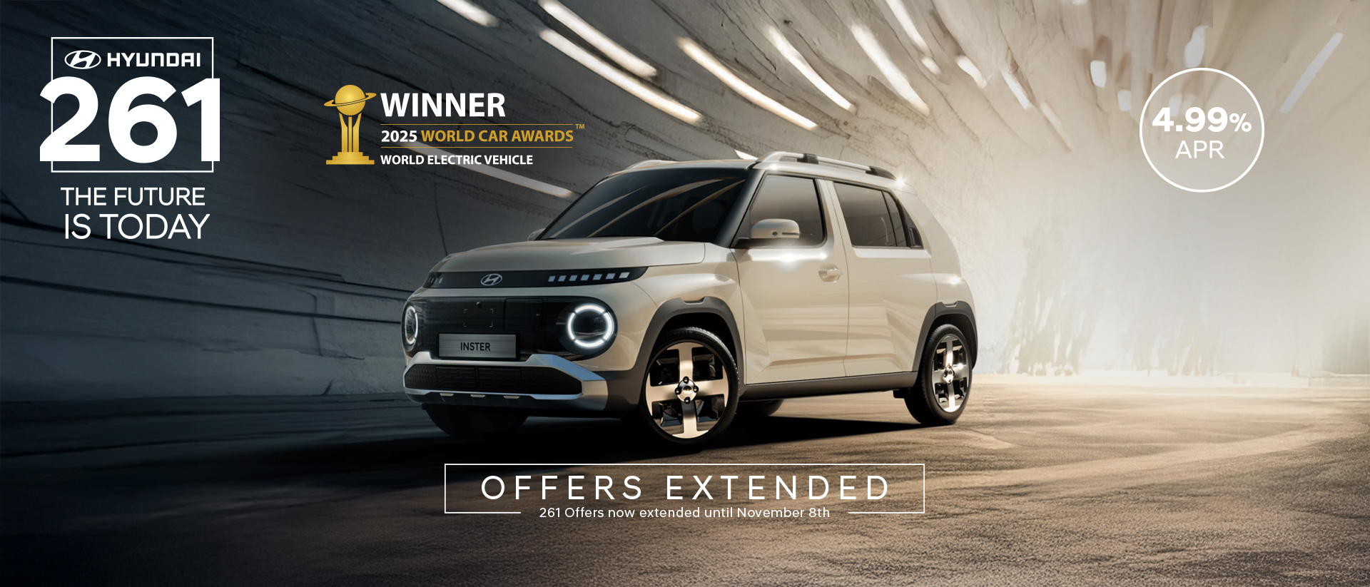 A front shot of Hyundai INSTER small electric car.