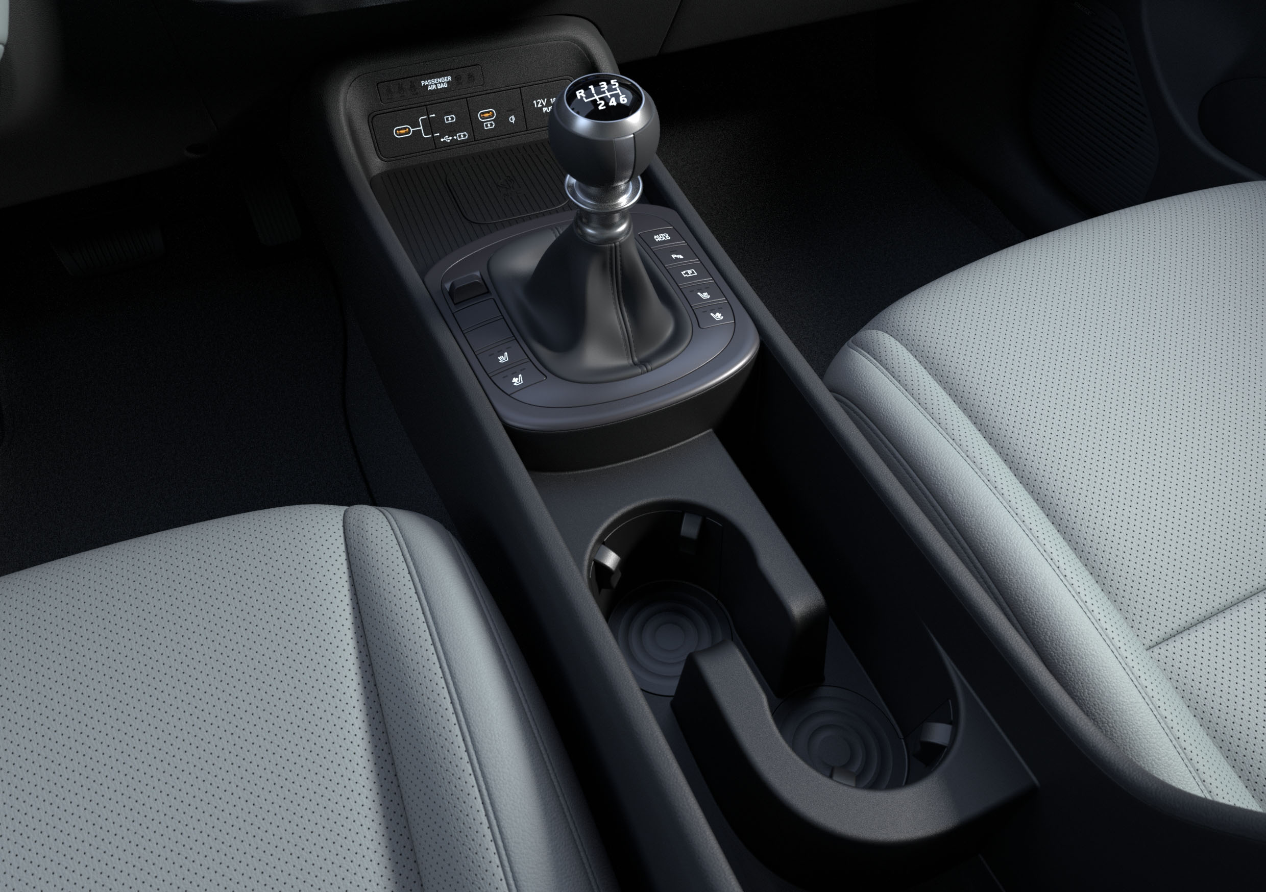 A picture of the smooth-shifting 6-speed manual transmission of the Hyundai KONA.&nbsp;