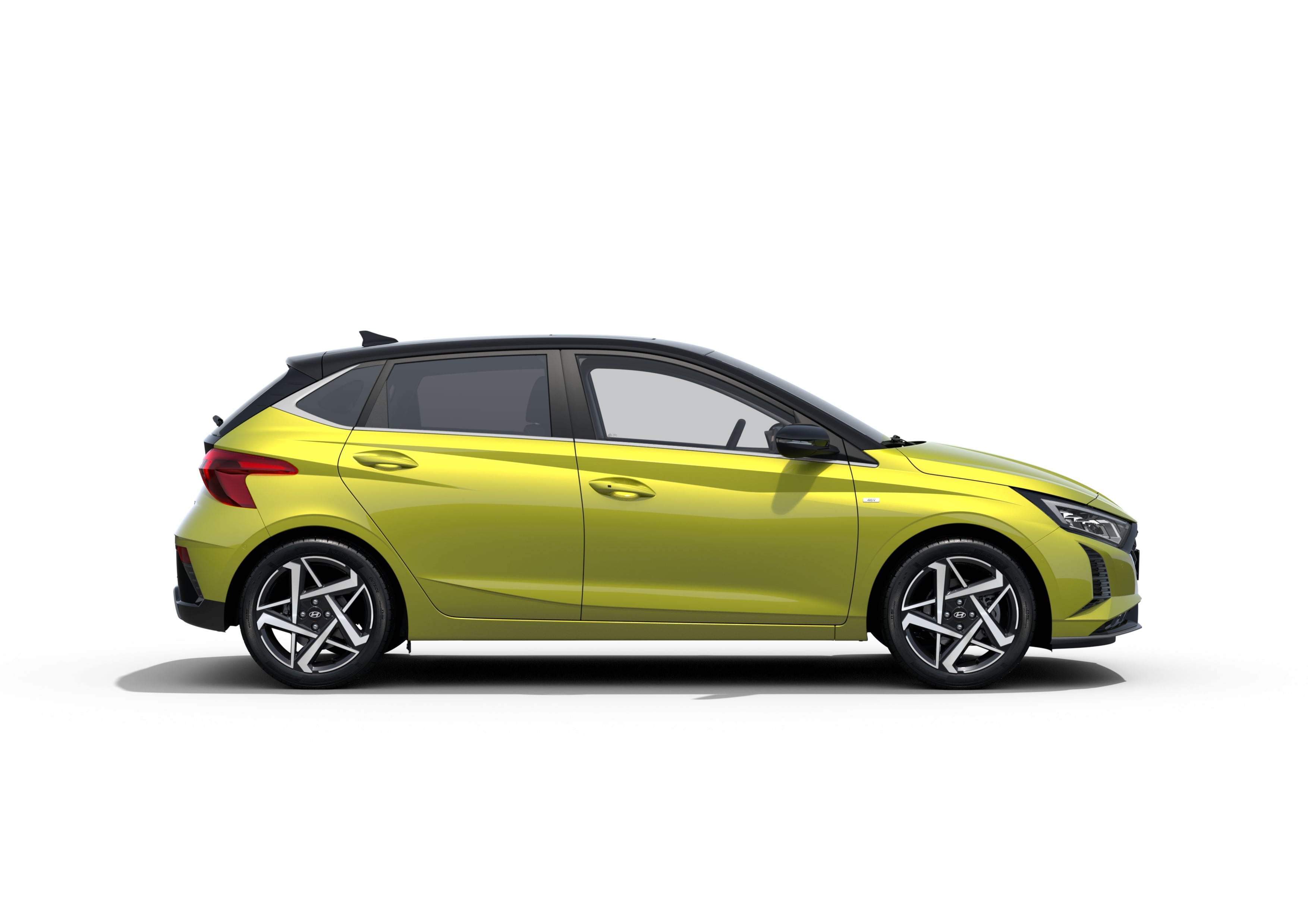 The Hyundai i20 pictured from the side, highlighting its dynamic profile.