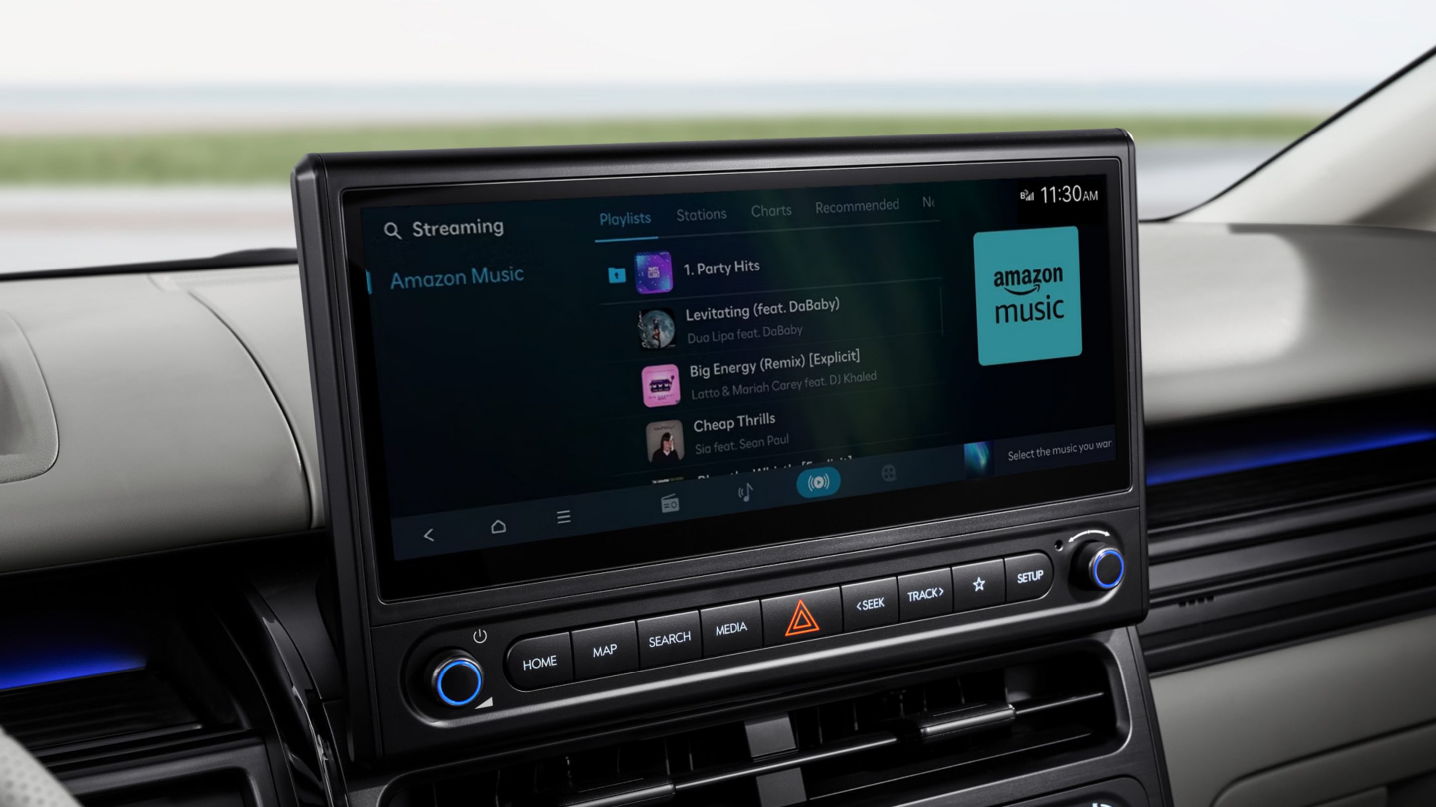Hyundai STARIA Electric featuring Music services on the curved display.